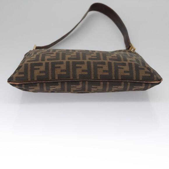 FENDI Zucca Canvas Shoulder Bag Brown Black Gold - Picture 9 of 12
